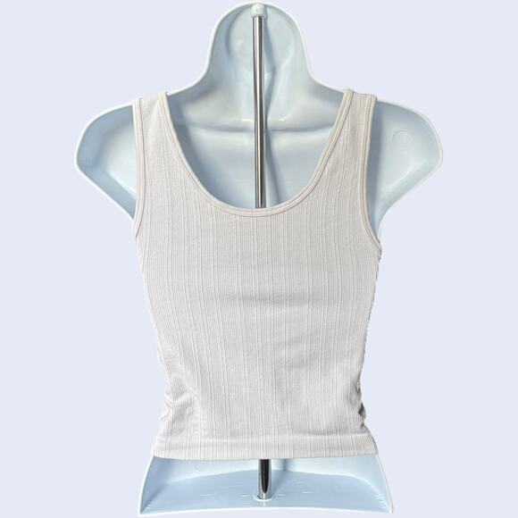 Active Basic ribbed seamless V-neck tank gray fitted stretch M/L y2k minimalist - Picture 2 of 5